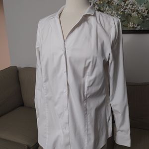 Talbot's White Slim Button Up Top Blouse